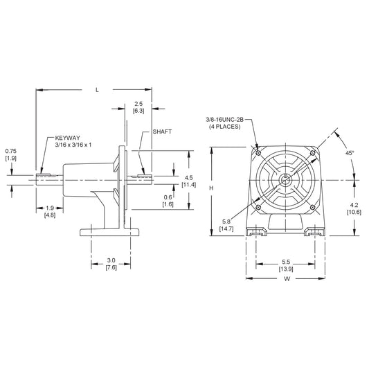 AMT 3890-99 Pedestal Mount for NEMA 56C Motor - Keyed Shaft