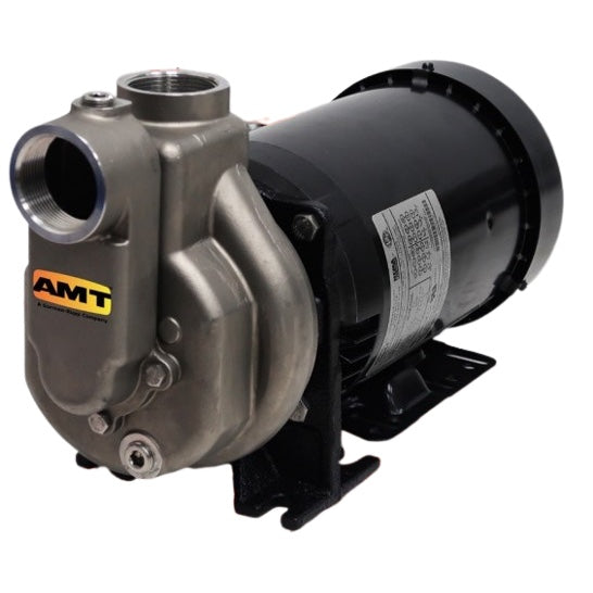 AMT 3893-98 1-1/2" Stainless Steel Self-Priming Electric Motor Driven Centrifugal Chemical Pump (1-1/2 HP, TEFC, 56J, 230/460V, Three Phase, Teflon®/SS)