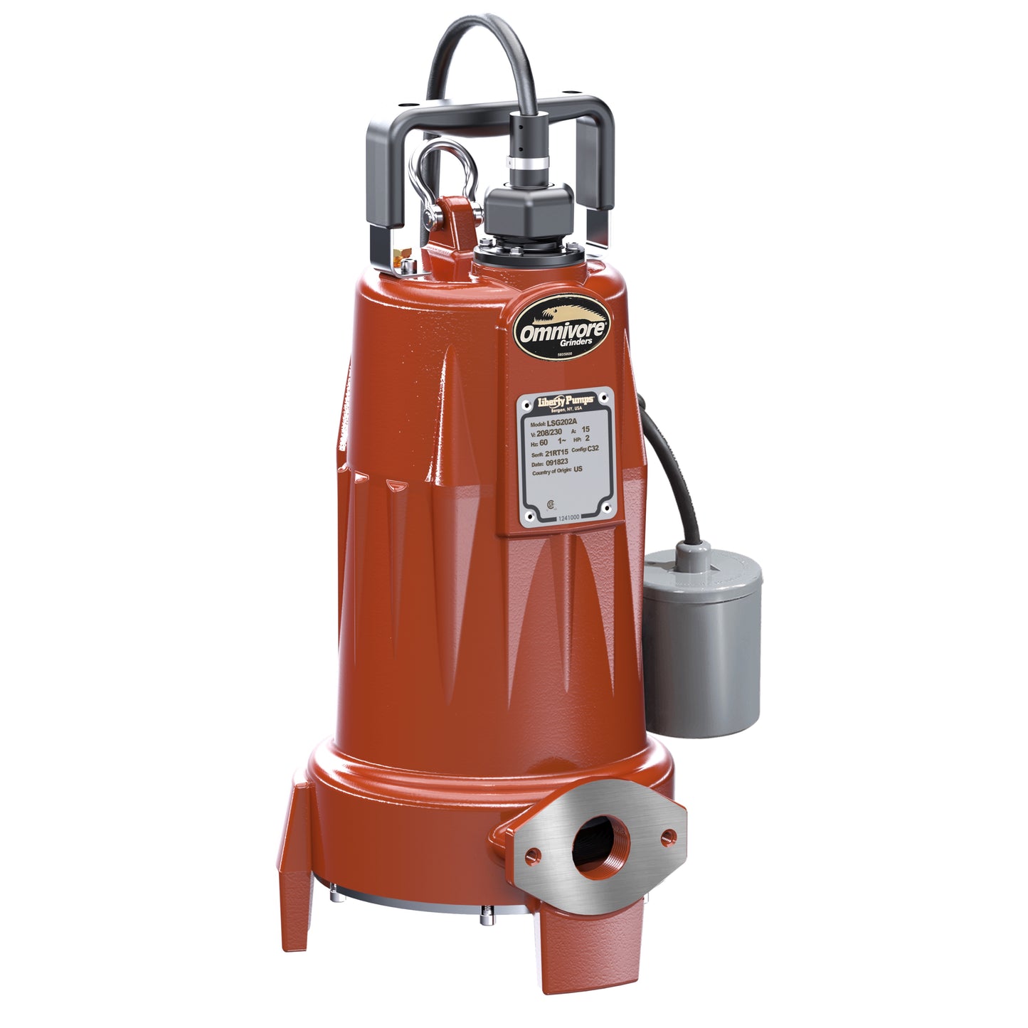 Liberty LSG202A Single Stage LSG200-Series Omnivore® Grinder Pump (2 HP, Single Phase, 208/230V, Automatic, 25' Cord)