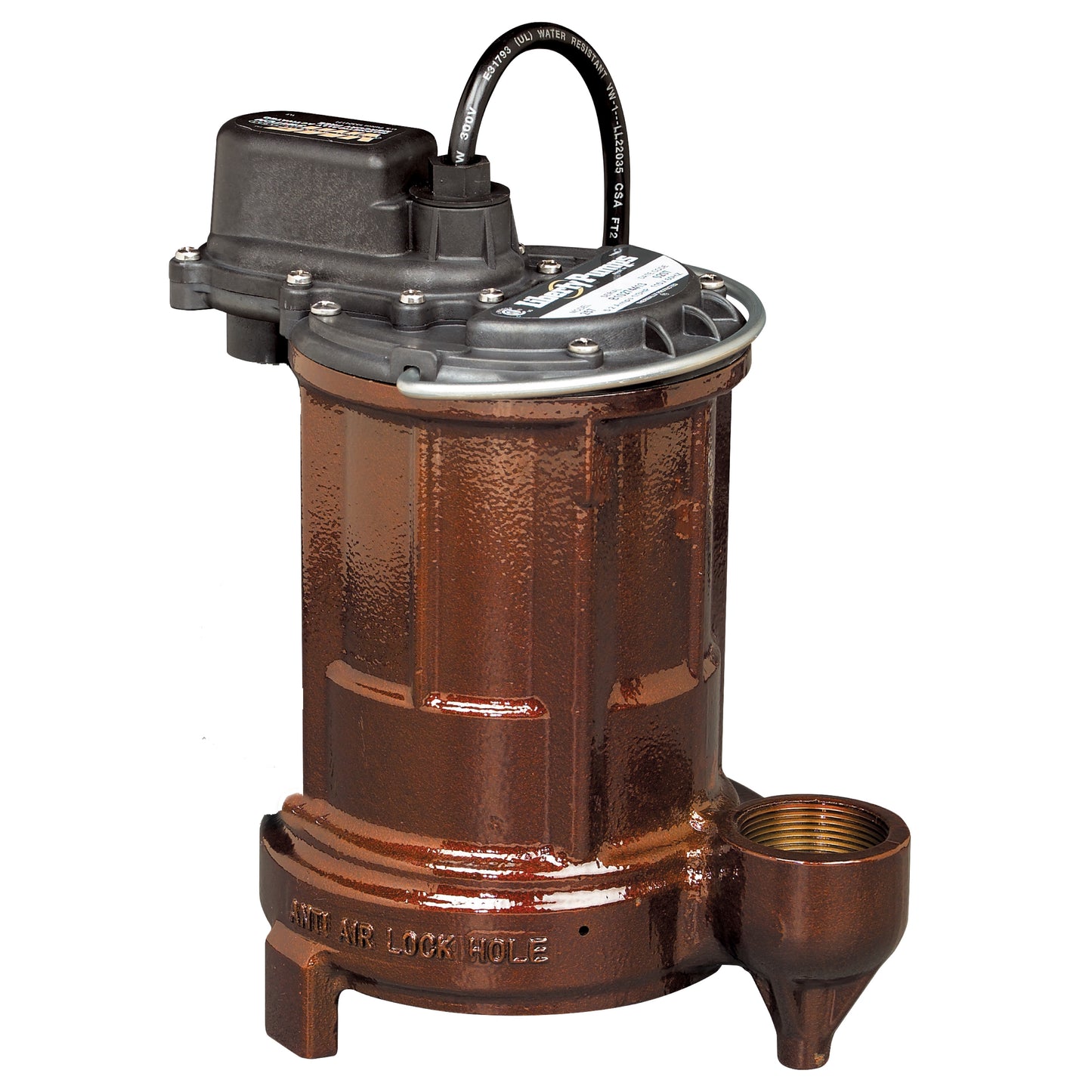 Liberty 250-3 Powder Coated Cast Iron Submersible Sump/Effluent Pump (1/3 HP, Single Phase, 115V, Manual, 35' Cord)