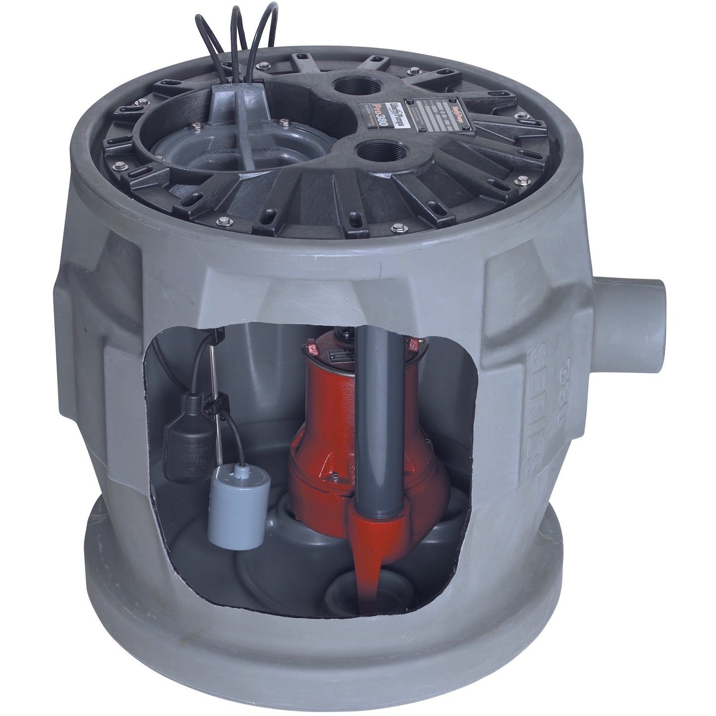 Liberty P382LE51 Pro380 Simplex Sewage System with QuickTree® Technology (Simplex, 1/2 HP, 24" x 24" Basin, Single Phase, 115V, 10' Cord)