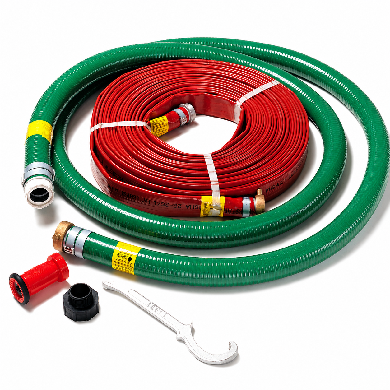 AMT 055-338 High Pressure Hose Kit – 2" x 20' Suction Hose & 1-1/2" x 100' Discharge Hose with Fire Nozzle