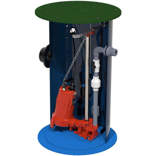 Liberty 2448LSG202-S Omnivore® Pre-Assembled Simplex Grinder Package (2 HP, 24" x 48" Basin, 12" Discharge Depth, 208/230V, Single Phase, SS Rails)