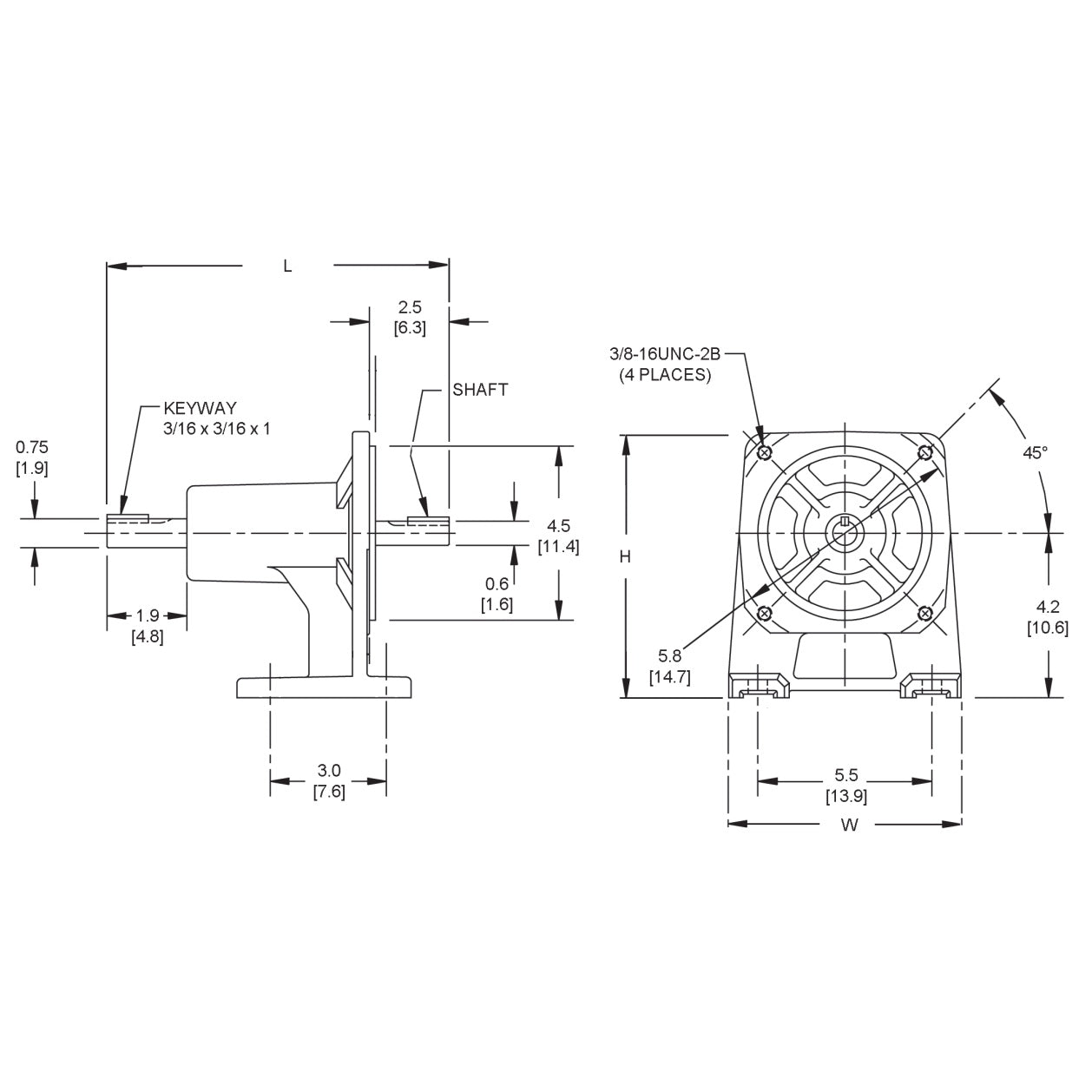 AMT 3890-99 Pedestal Mount for NEMA 56C Motor - Keyed Shaft