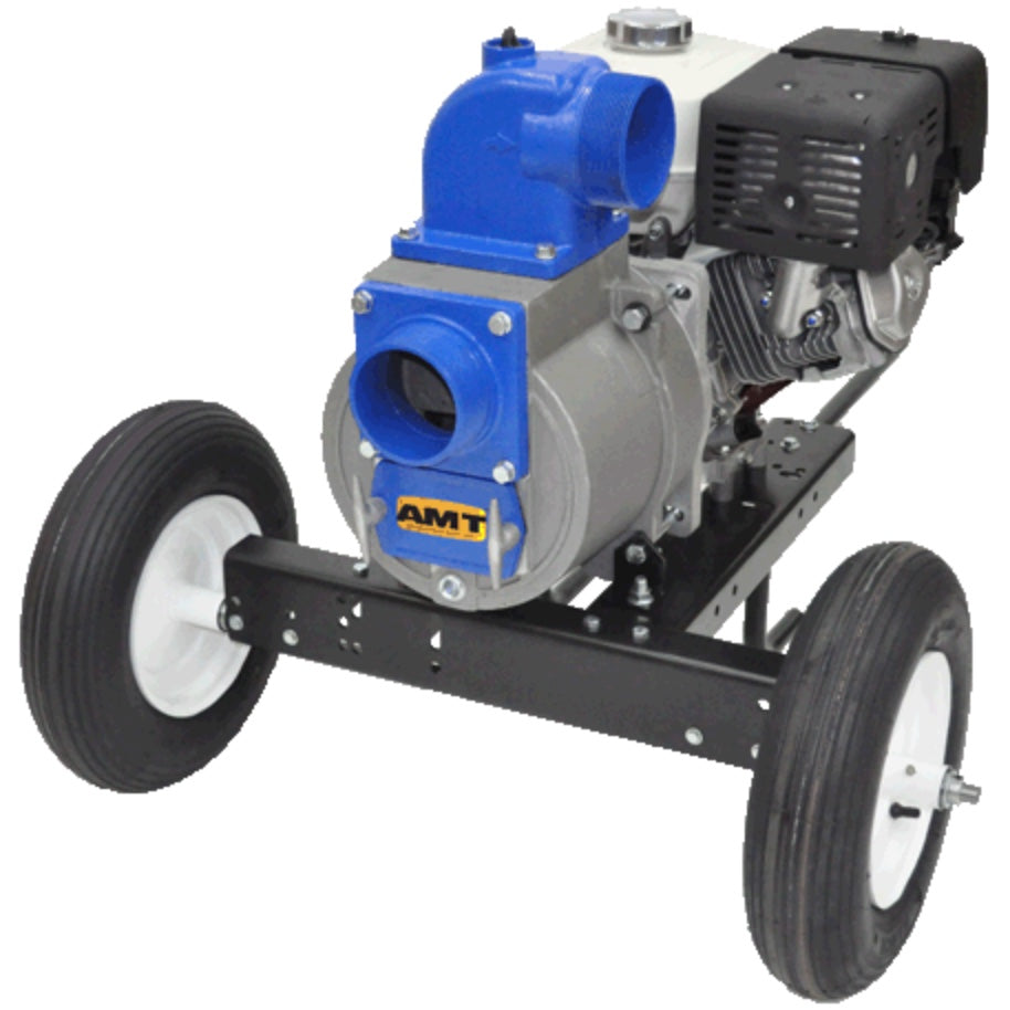 AMT 3995-96 4" Aluminum w/ Cast Iron Self-Priming Engine Driven Trash Pump with Transport Dolly & Wheel Kit (Kohler CH440 Engine, Viton®/Silicon Carbide Seal)