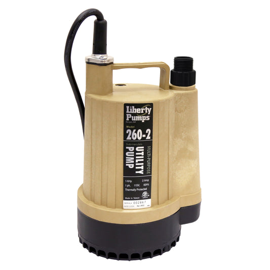Liberty 260-2 Submersible Utility Pump (1/6 HP, Single Phase, 115V, Manual, 25' Cord)