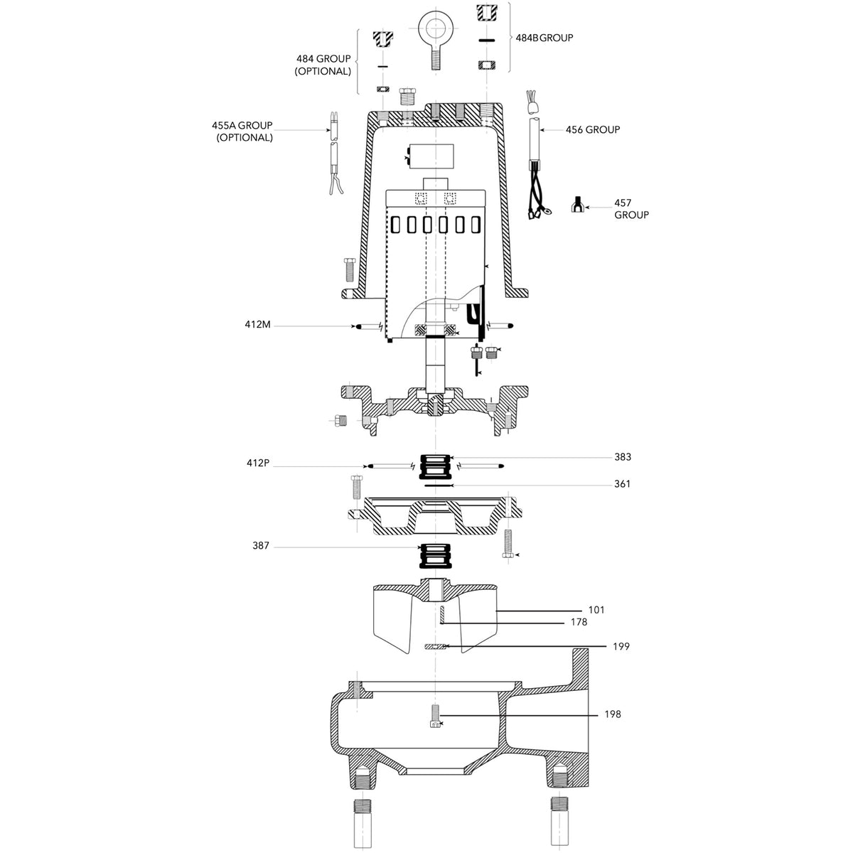 Goulds WS5012D4 3888 WS_D4 Series Sewage Pump (5 HP, Single Phase, 230V)